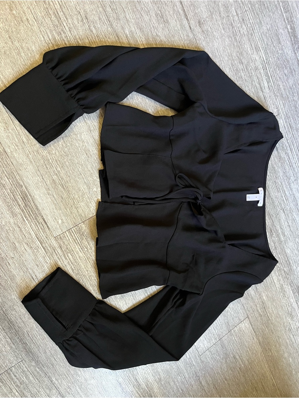 Leith Black Tie-Front Blouse